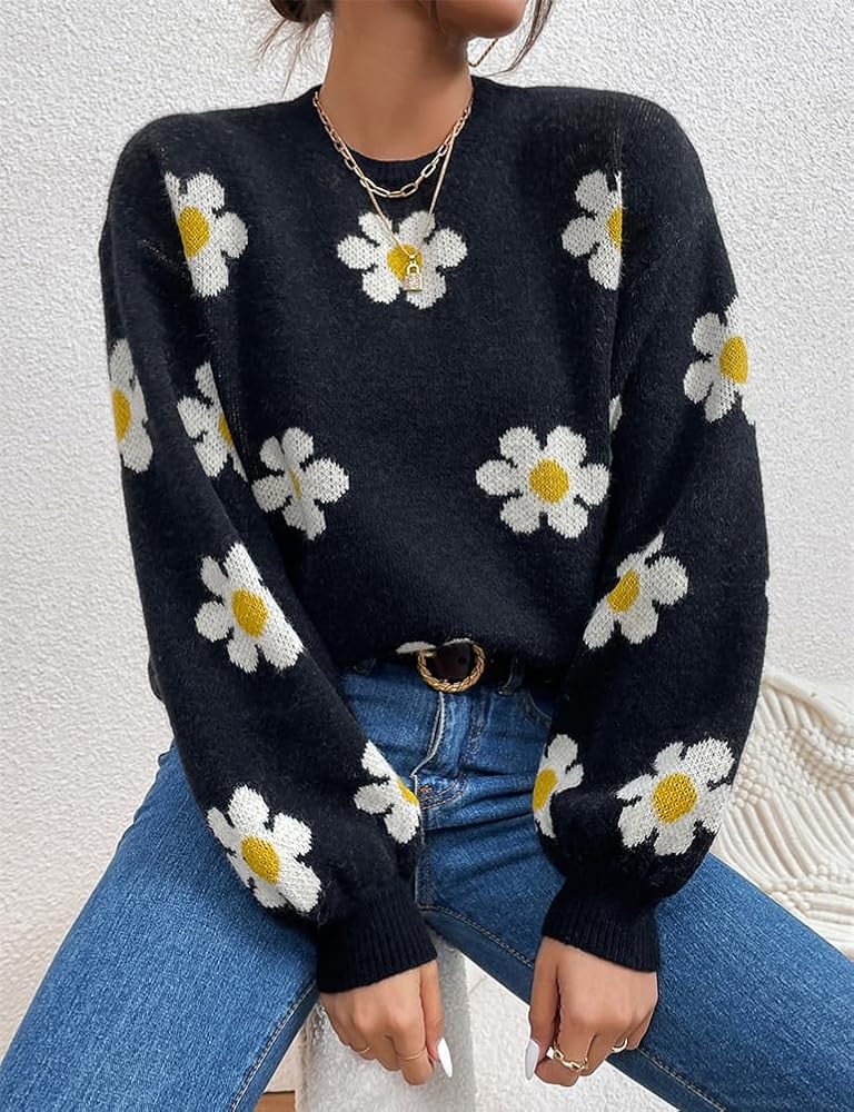 Black Floral Sweatshirt