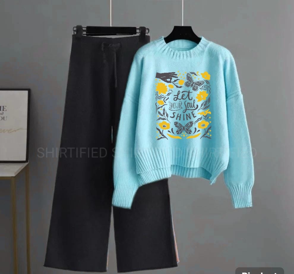 black flapper plain with skyblue sweatshirt let your soul sunshine