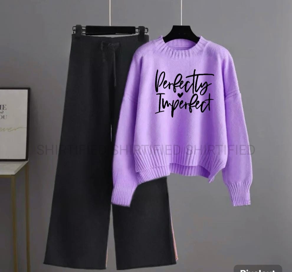 black flapper plain with lilac sweatshirt perfectly imperfect