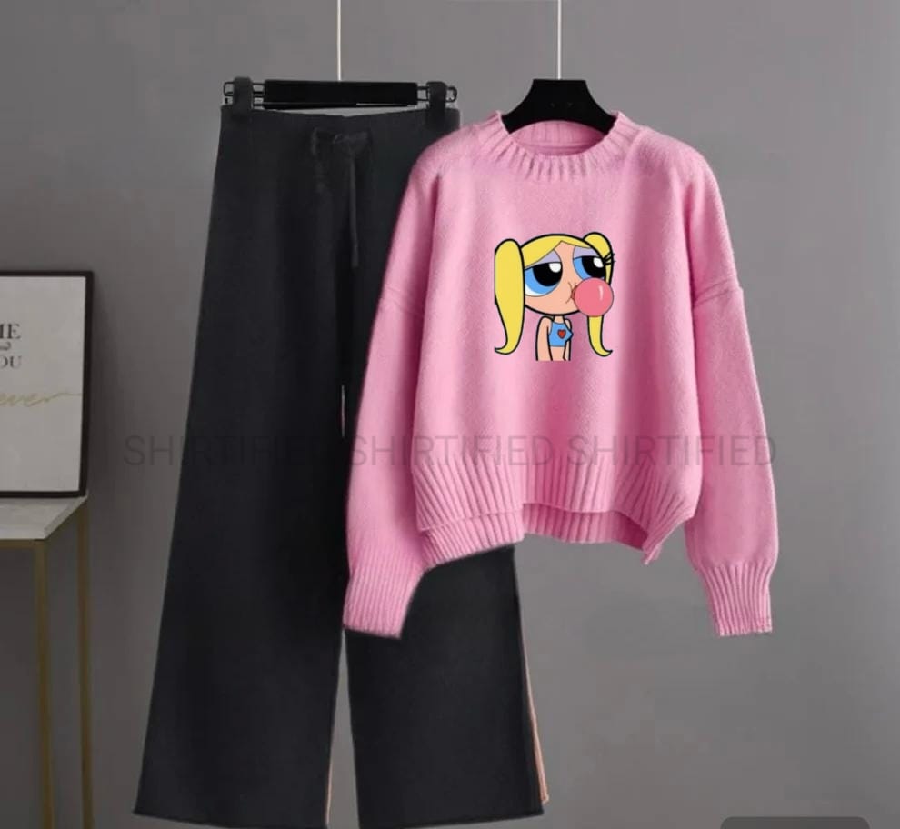 black flapper plain with pink sweatshirt bubble girl