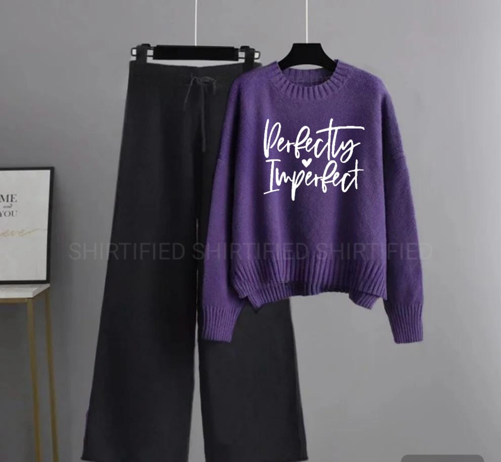 black flapper plain with dark purple sweatshirt perfectly imperfect