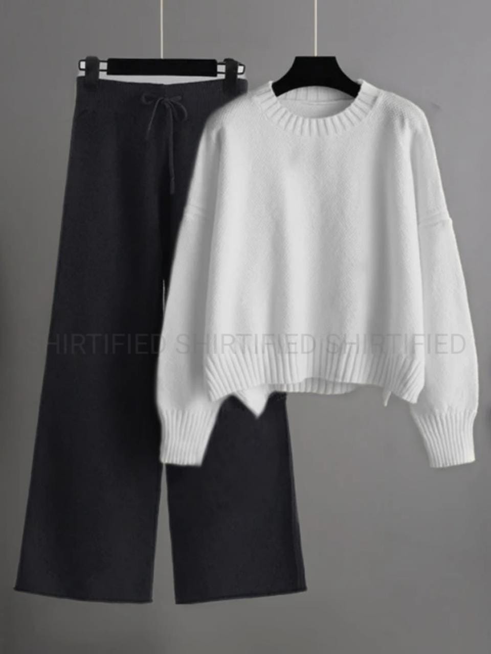 white sweatshirt with black flapper plain