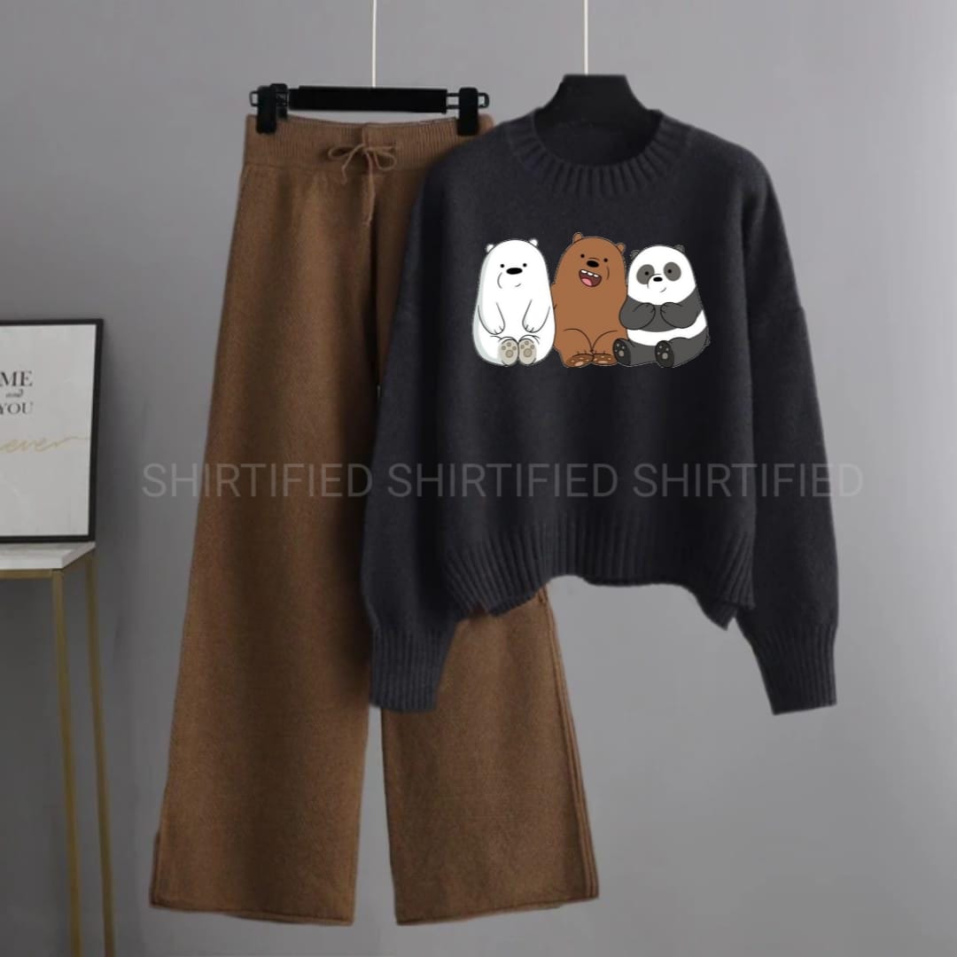 black sweatshirt 3bears with brown flapper