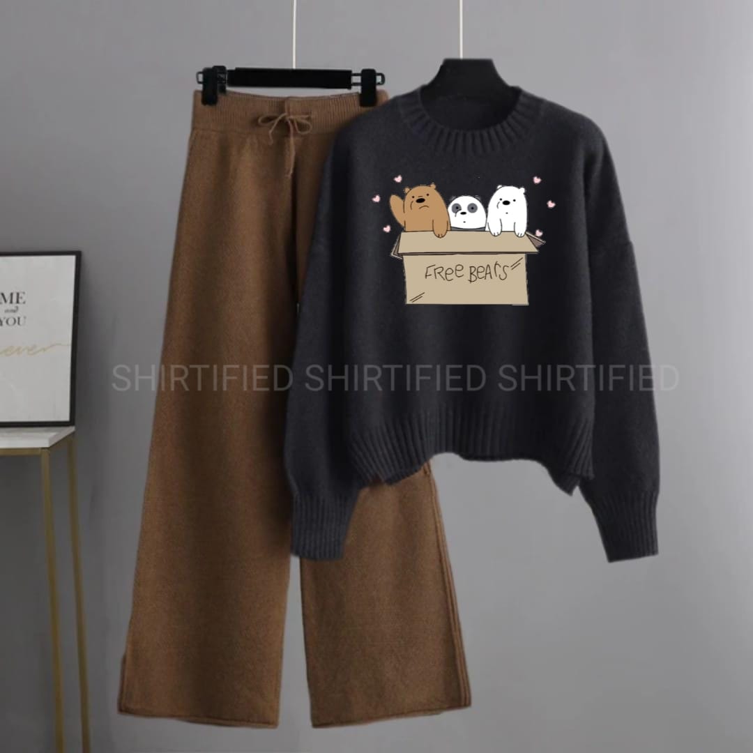black sweatshirt free bears with brown flapper