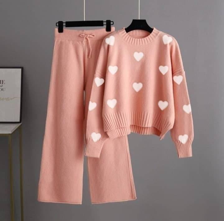 peach tracksuit with (white hearts)