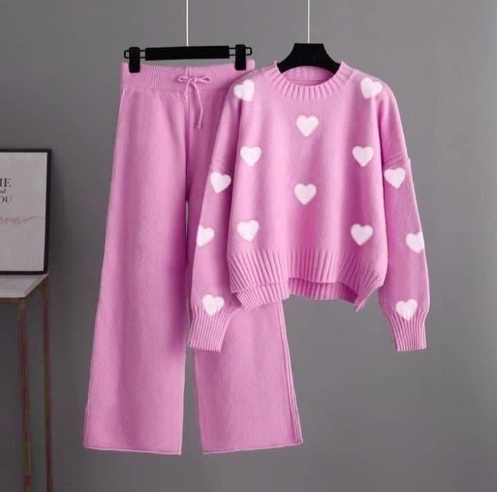 pink tracksuit with (white hearts)