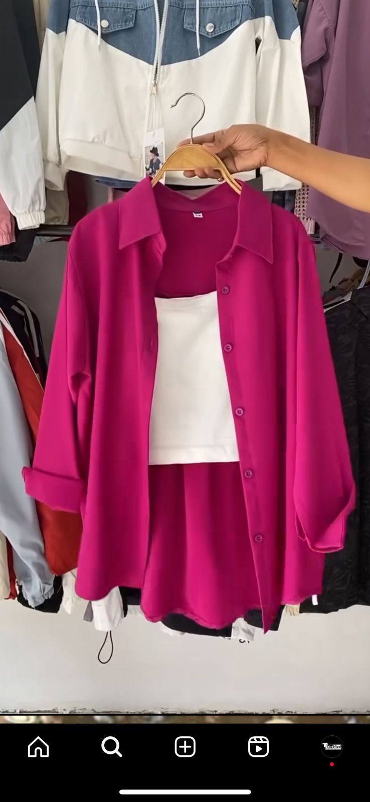 shocking pink button down shirt