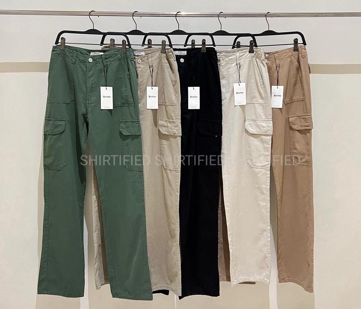 wideleg cotton cargo pants