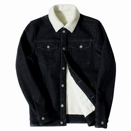 Black Denim Jacket with White Fur