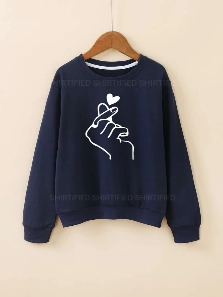 navyblue sweatshirt love charm