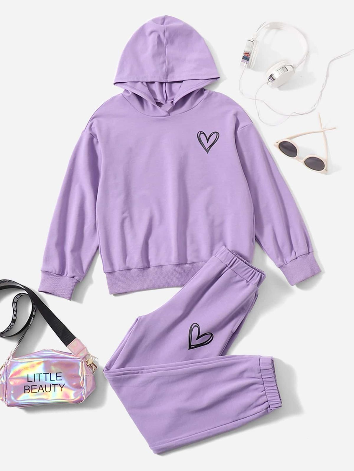 lilac hoodie poc shaded heart with lilac trouser