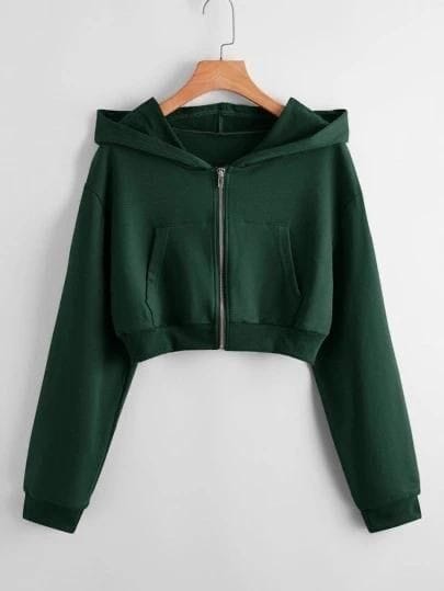 Green Cropped Hoodie