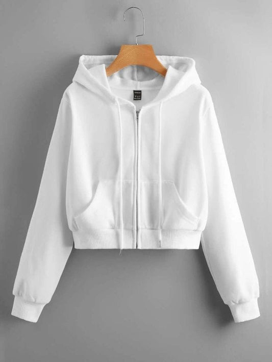 White Cropped Hoodie