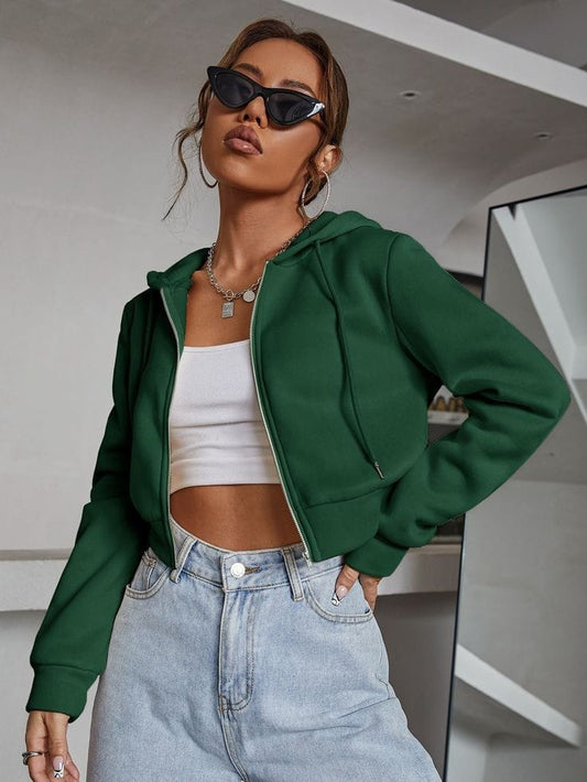 Green Cropped Hoodie