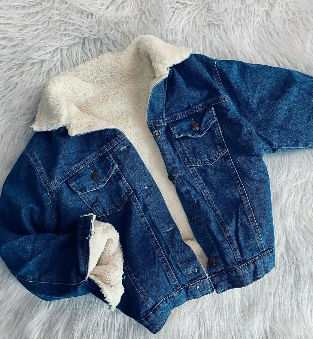 Dark Washed Furry Denim Jacket