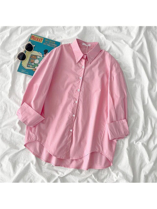 pink button down shirt