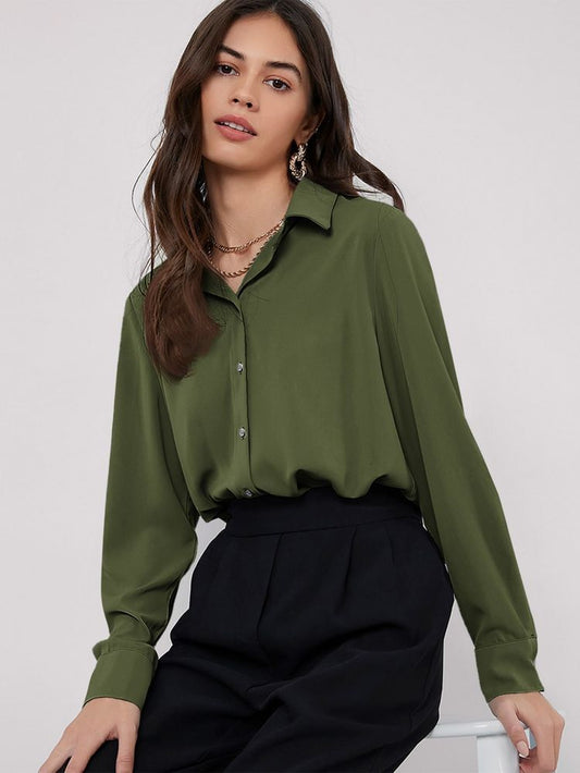 olive green button down shirt