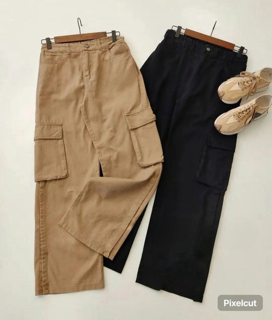 wideleg cotton cargo pants