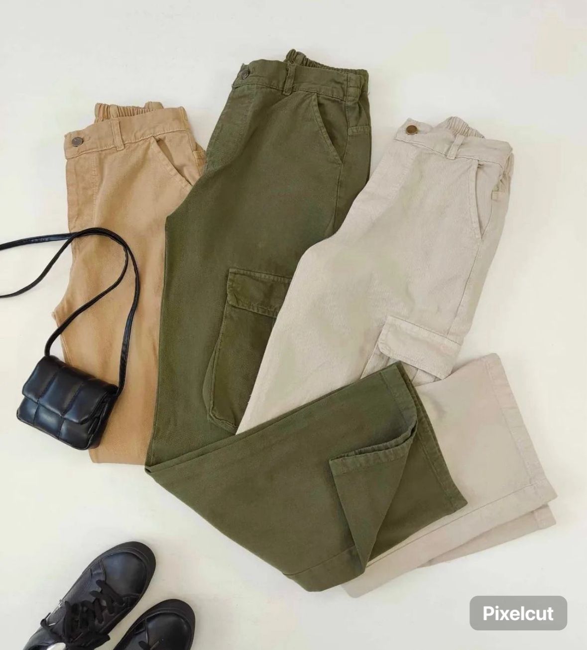 wideleg cotton cargo pants