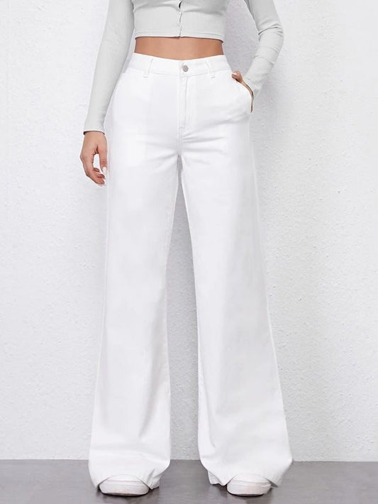 white wide leg jeans