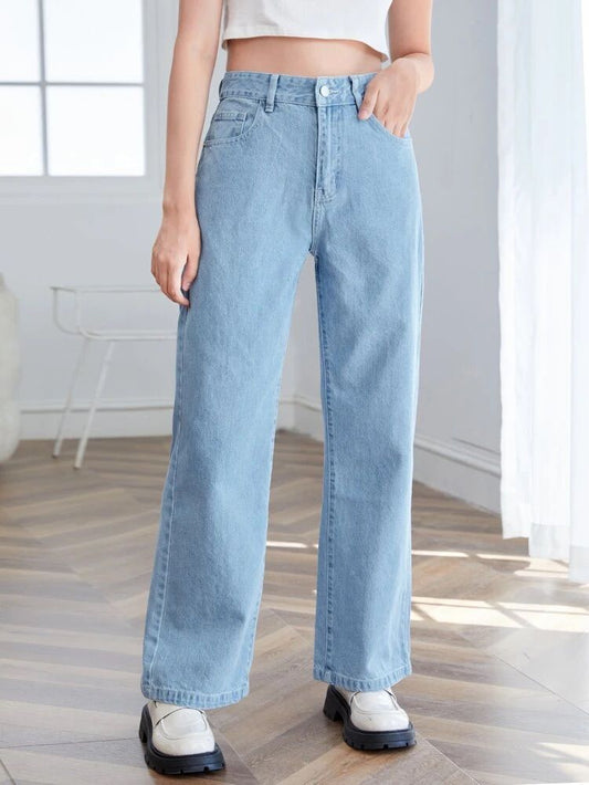 skyblue wide leg jeans