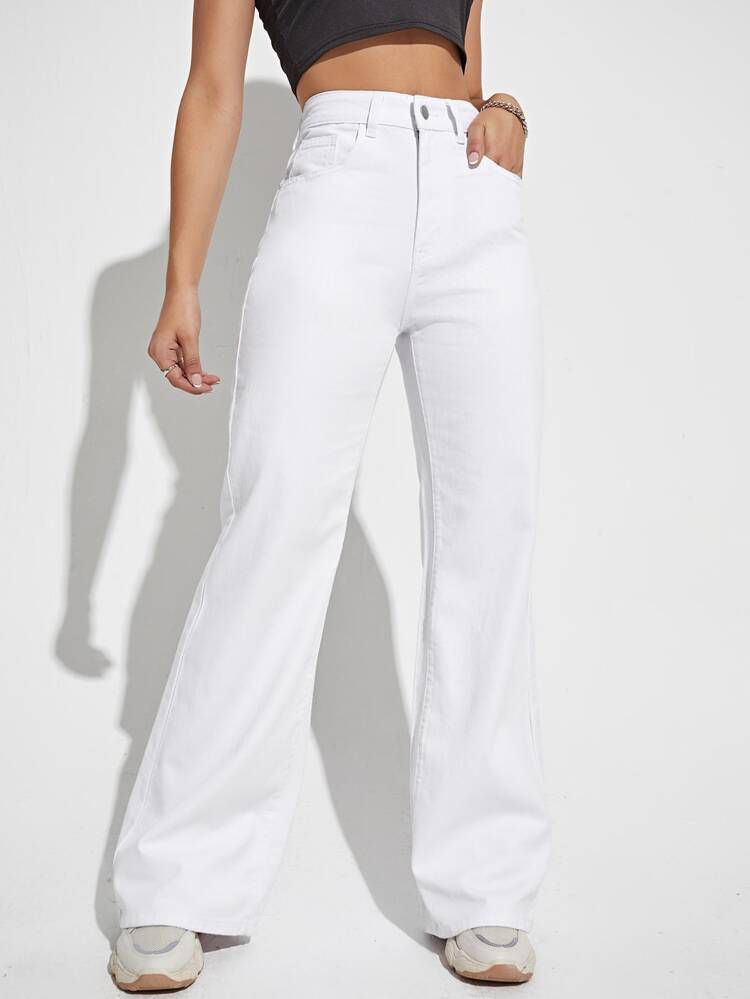 white wide leg jeans