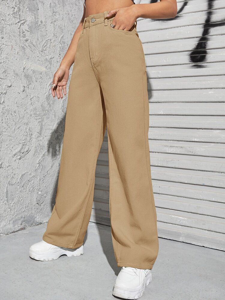 dark beige wide leg jeans