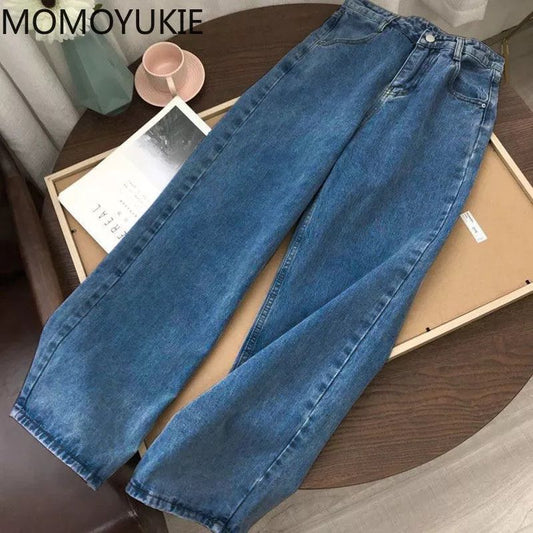 mid washed wide leg jeans