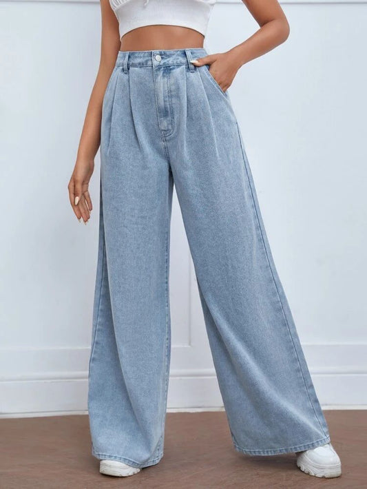 light washed wide leg jeans