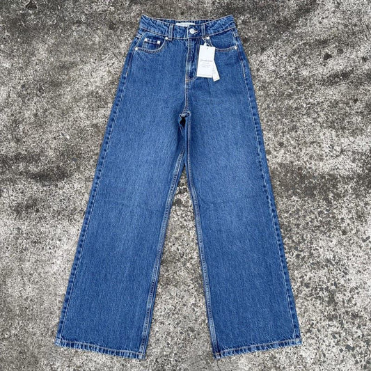 midblue wide leg jeans