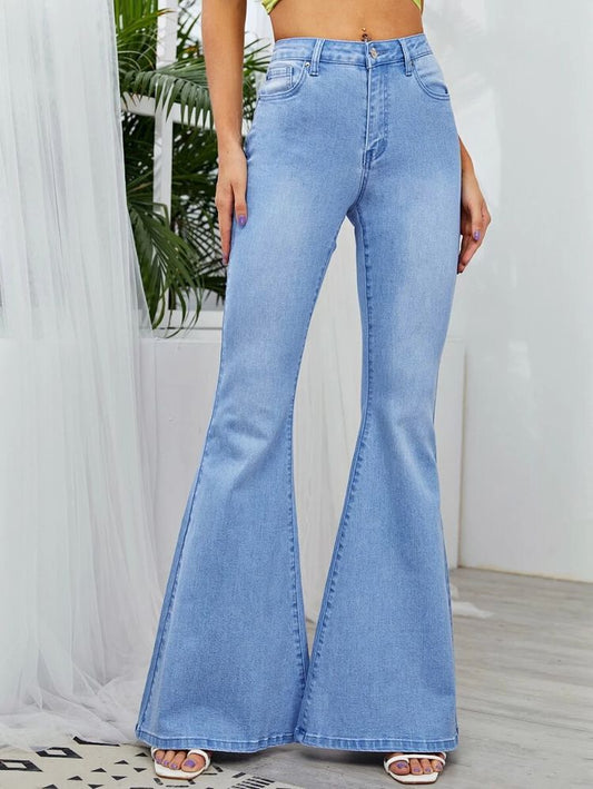 light washed bell bottom jeans