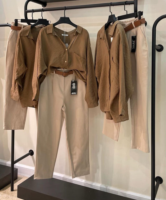 dark beige Button Down Shirts