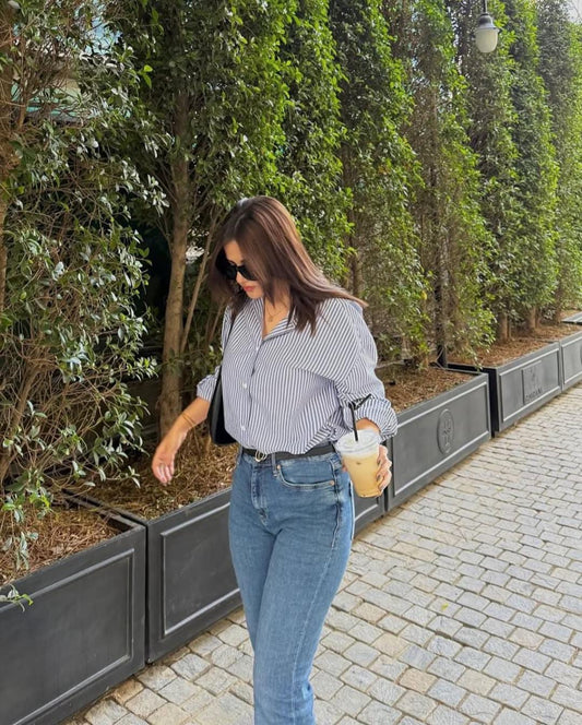 Striped Shirt button down shirt with flapper trouser