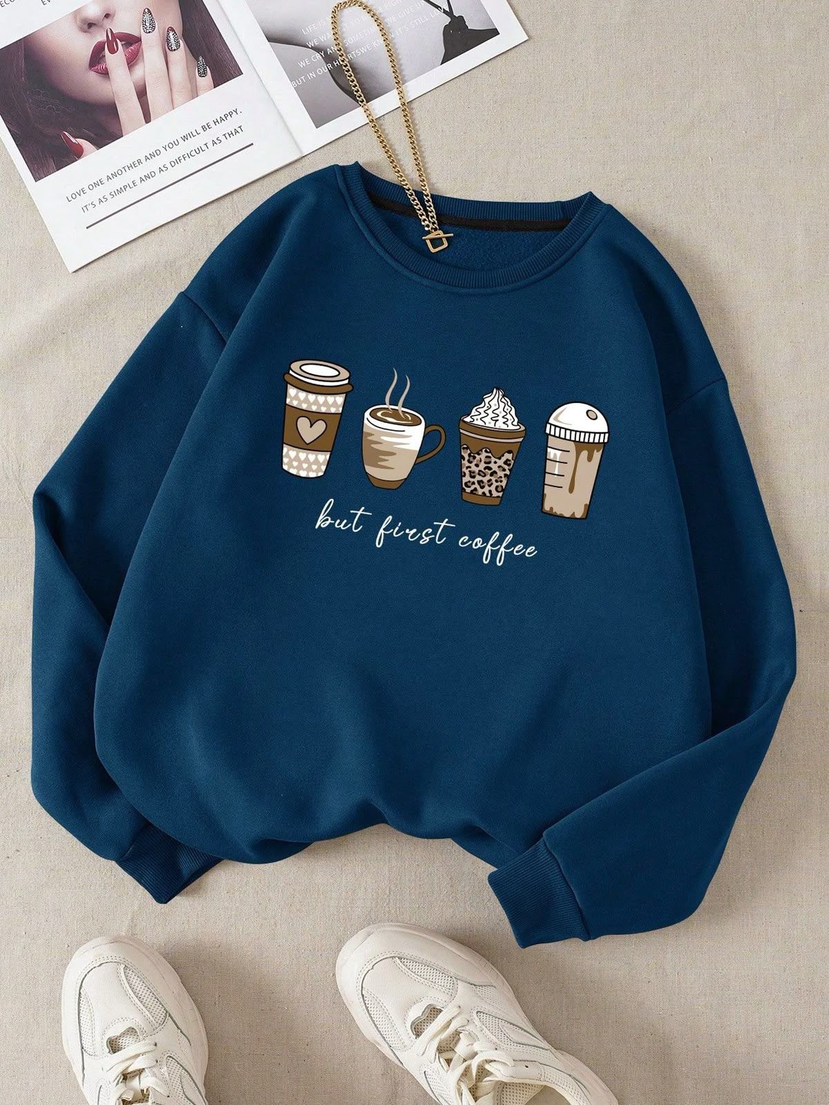 brown sweatshirt but first coffee