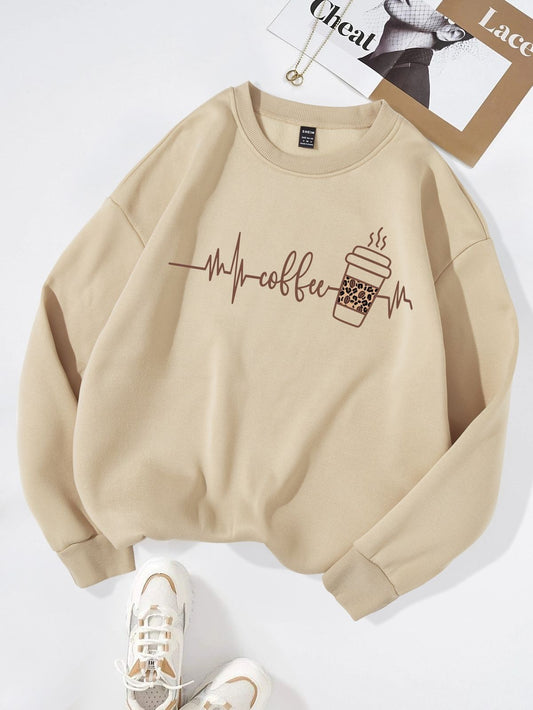 beige sweatshirt coffee heartbeats