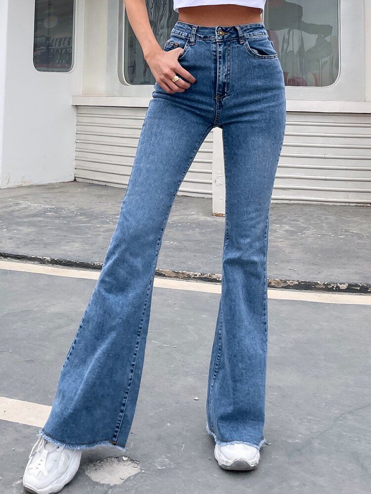 Mid Washed Bell Bottom Jeans