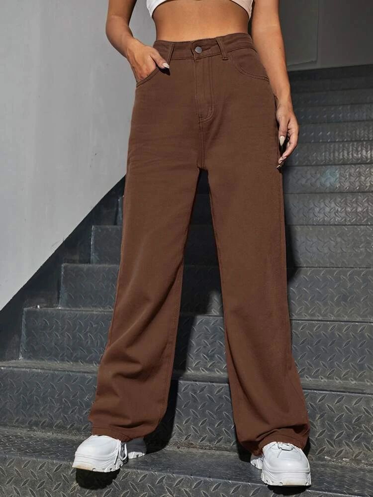 Brown Wide Leg Jeans