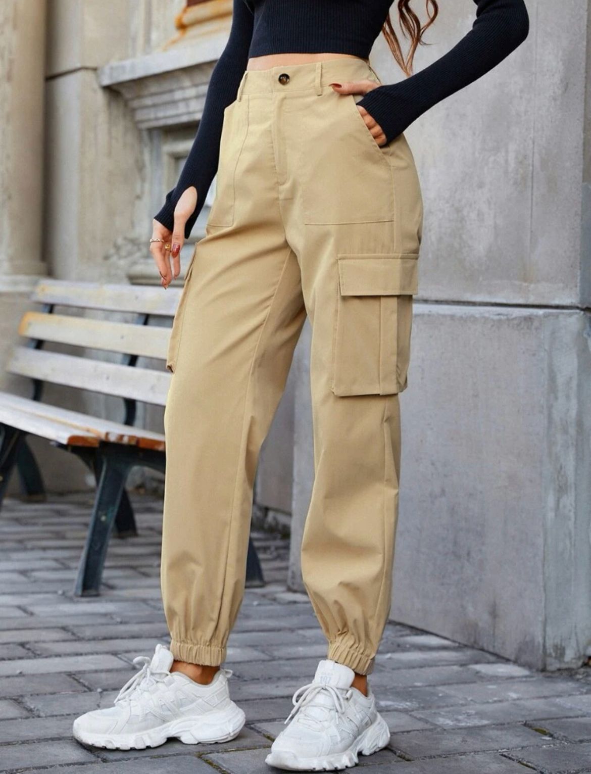 Beige Cargo Pants