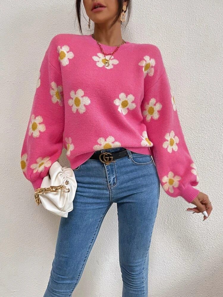 Bright Pink Floral Sweatshirt