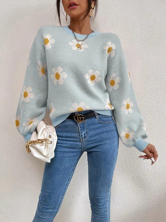 Blue Floral Sweatshirt