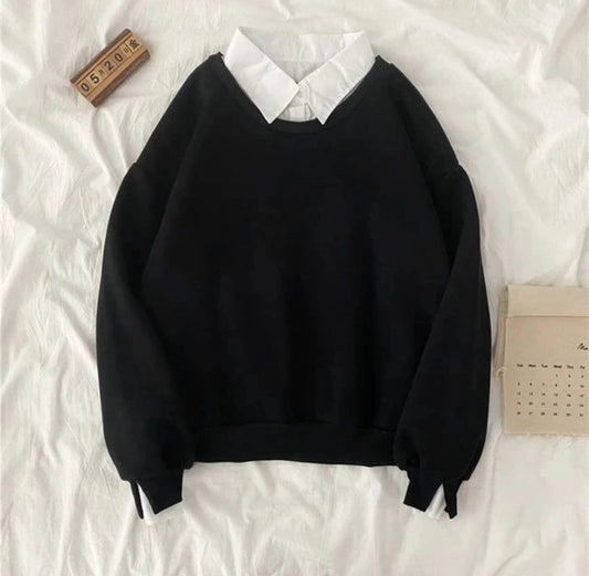 Black Collared Sweatshirt