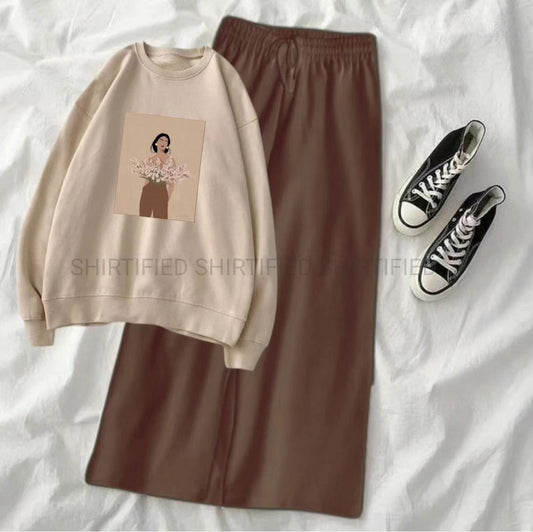 brown flapper with biege sweatshirt rose girl