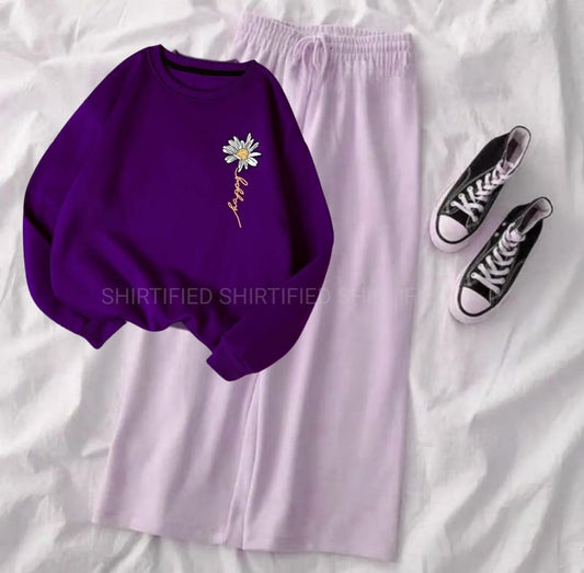 lilac flapper with dark purple sweatshirt happy poc sunflower