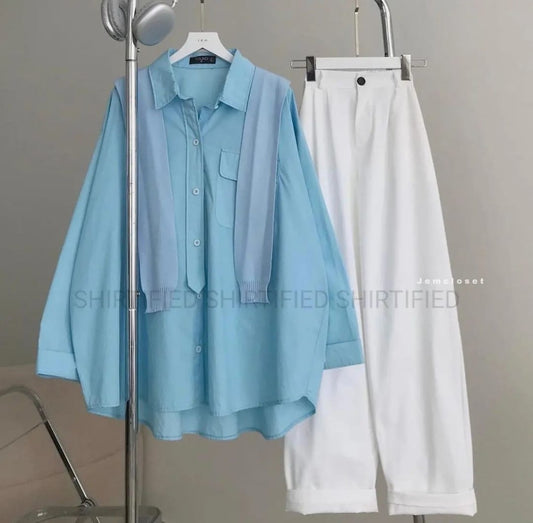 Sky Blue Button down shirt with jeans