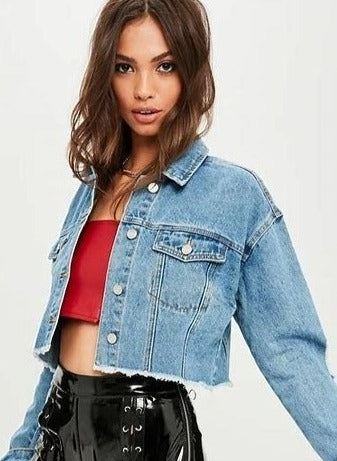 Mid Washed Cropped Denim Jacket